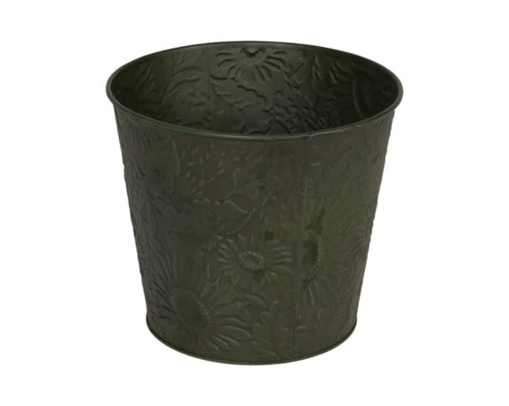 Cachepot con Decorazioni Verde D13x12cm in Metallo