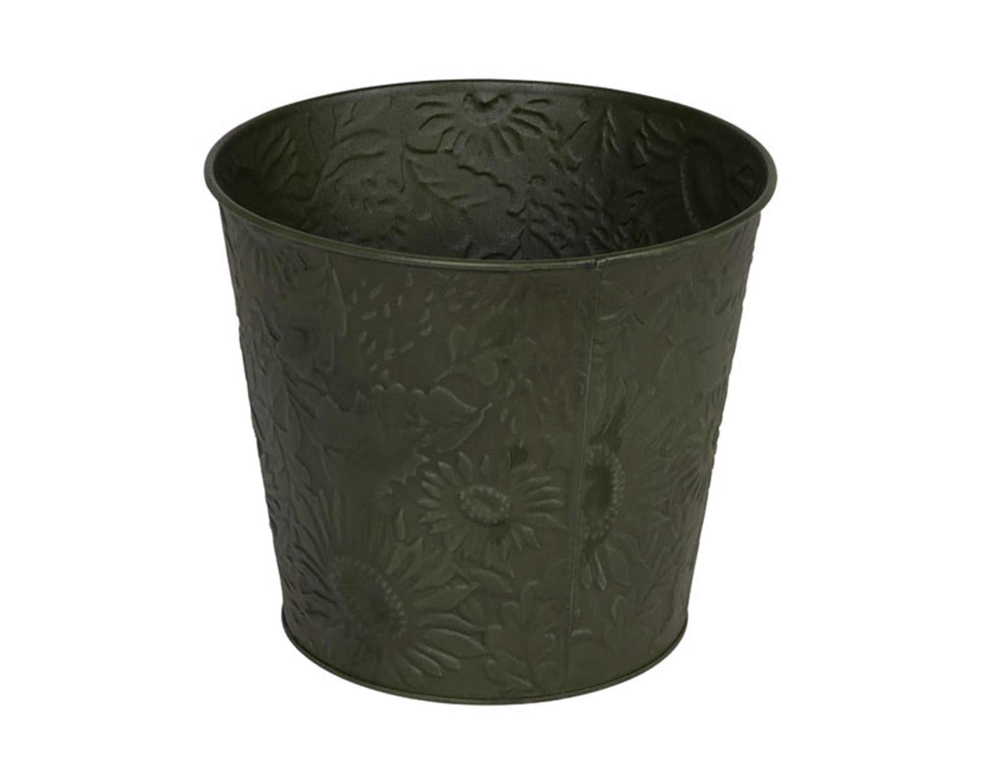 Cachepot con Decorazioni Verde D13x12cm in Metallo