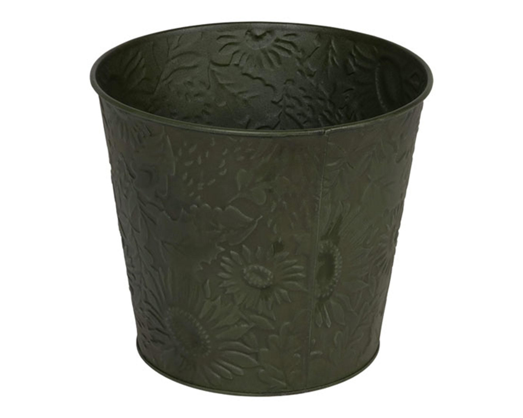 Cachepot con Decorazioni Verde D17x14cm in Metallo