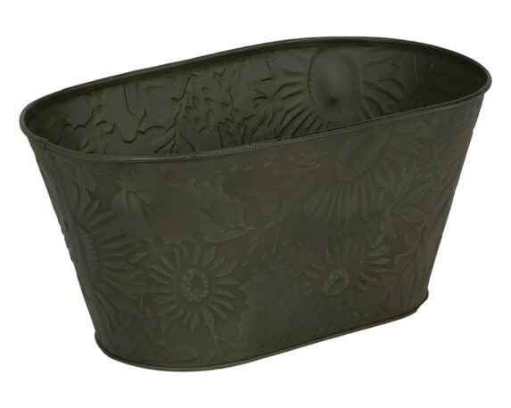 Cachepot Ovale Verde 26x15x12cm in Metallo