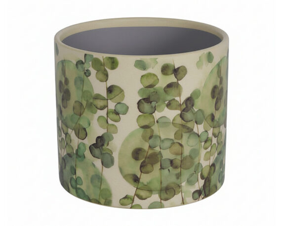 Cachepot Decoro Fiori M Verde D14x12cm in Ceramica