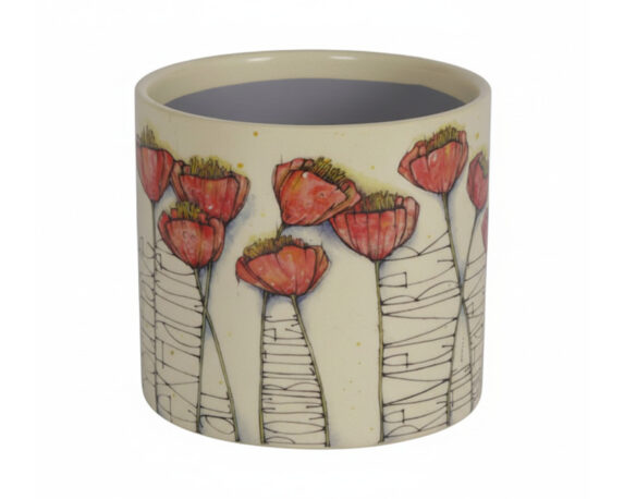 Cachepot Decoro Fiori S Bianco e Rosso D12x10cm in Ceramica
