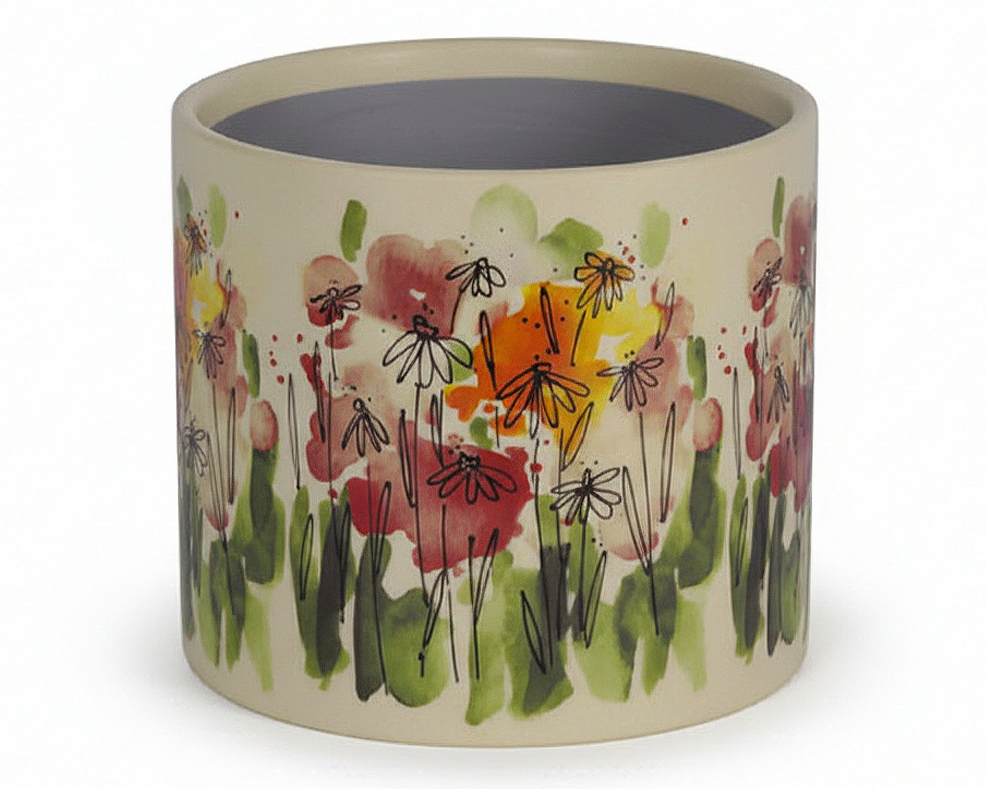 Cachepot con Fiori L Bianco D16x15cm in Ceramica
