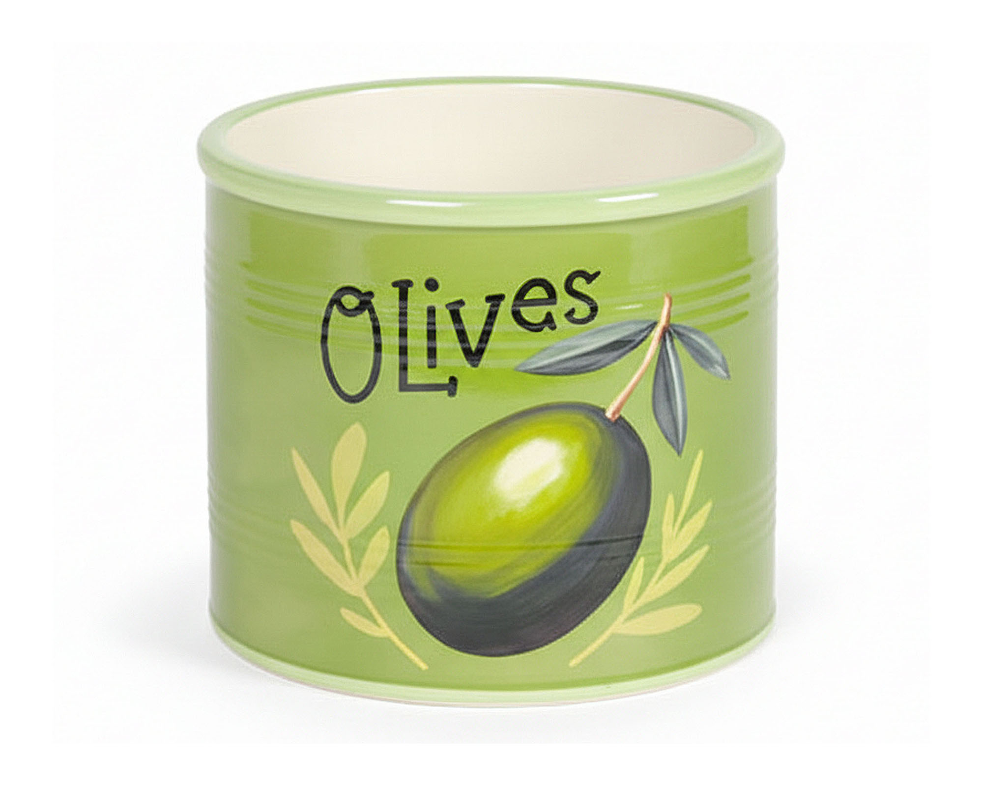 Cachepot con Olive Decorative S Verde D7x6cm in Ceramica