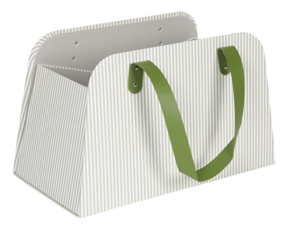 Borsa Righe Bianco e Verde 38x20x23cm in Carta