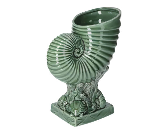 Decorazione Conchiglia su Piedistallo Verde 20x12x29cm in Ceramica