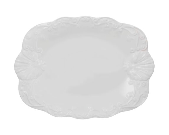 Vassoio con Conchiglie Decorative Bianco 30x39cm in Ceramica