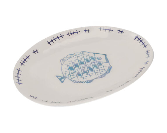 Vassoio Ovale a Forma di Pesci Bianco 29x21x3cm in Ceramica