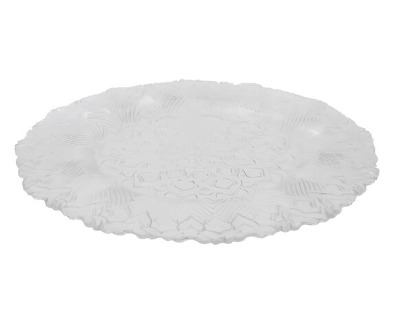 Piatto Tondo Merlettato Trasparente Moderno e Elegante D33cm in Vetro