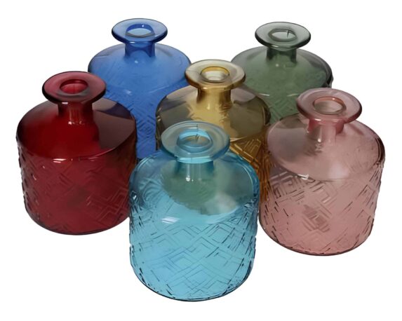 Boccetta Squadrata Decorativa Assortita D10x12cm in Vetro