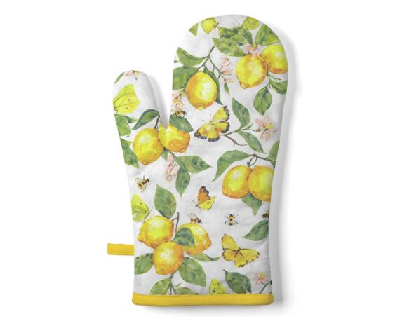 Guanto da Forno Fresh Lemons White in Tessuto