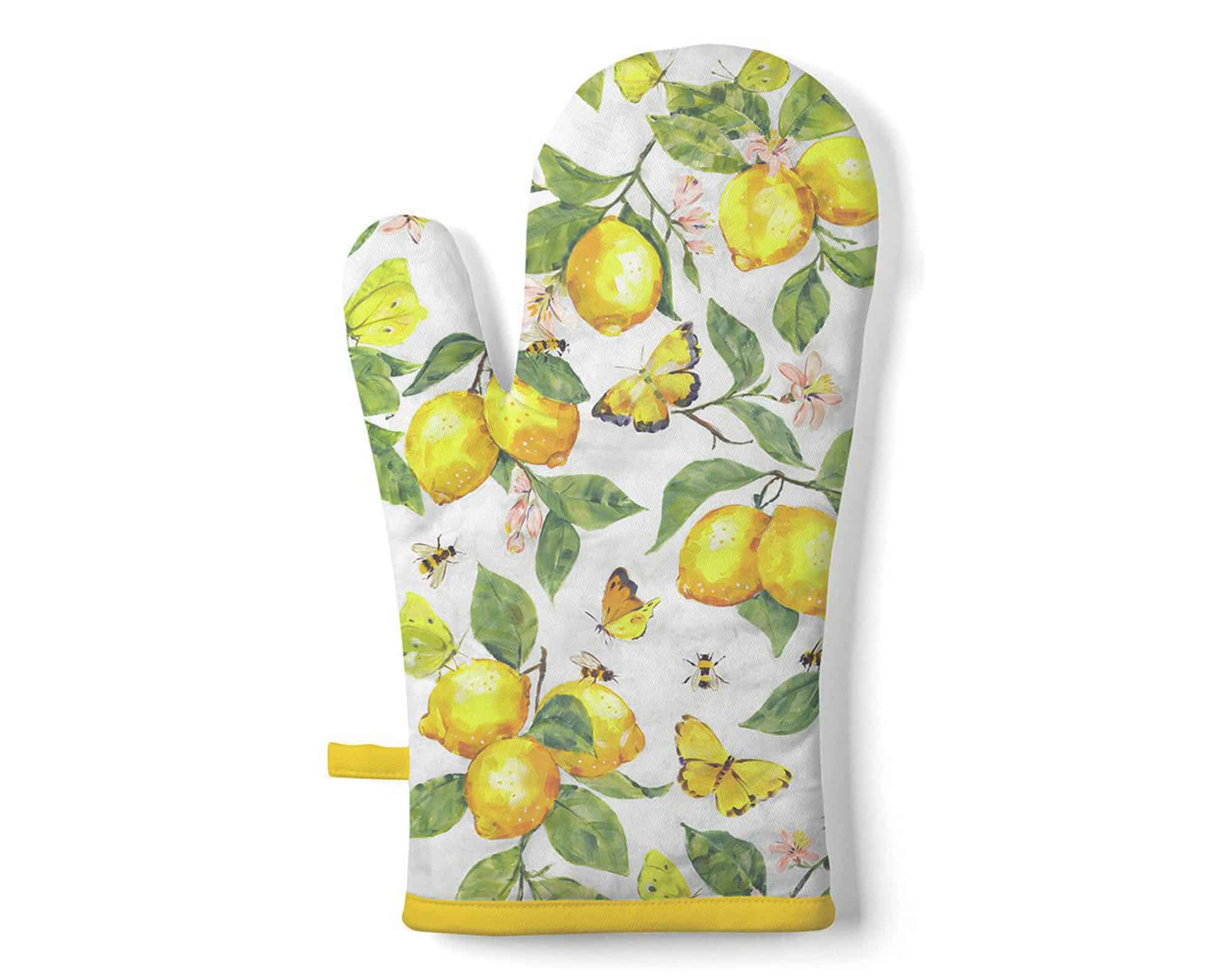 Guanto da Forno Fresh Lemons White in Tessuto