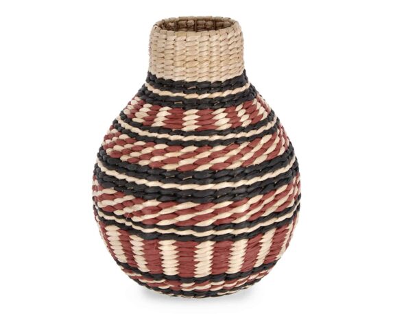 Vaso Bomb Namibia Rosso e Nero D24cm in Rattan – Bizzotto