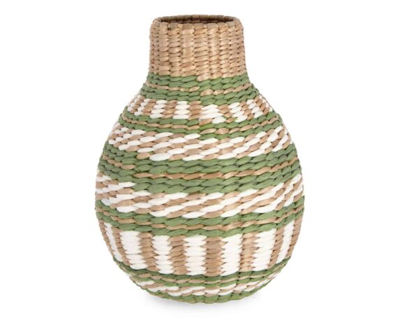 Vaso Bomb Namibia Verde e Bianco D24cm in Rattan – Bizzotto