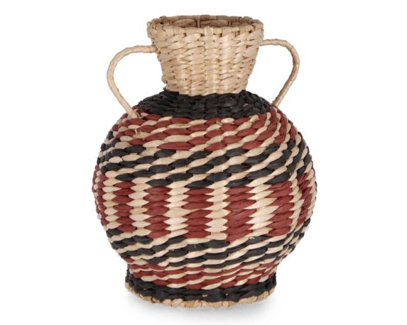 Vaso Anfora Namibia Rosso e Nero D22cm in Rattan – Bizzotto