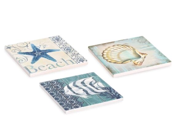 Sottobicchiere Quadrato Marino Assortiti in Ceramica – Bizzotto