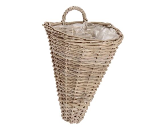 Cesta Cono con Manico Grigio 38cm in Rattan – Bizzotto