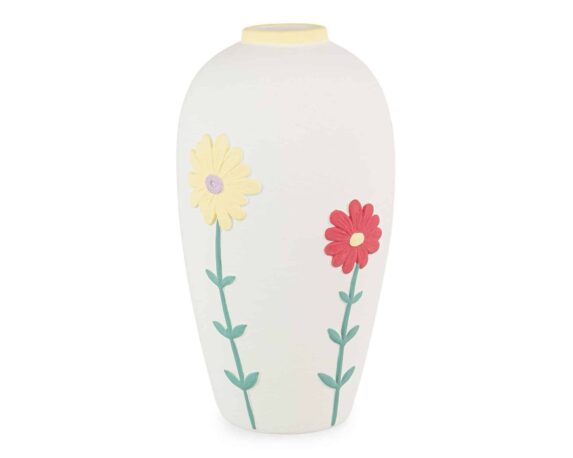 Vaso Alto con Fiori Floryn Bianco 26,5cm in Ceramica – Bizzotto