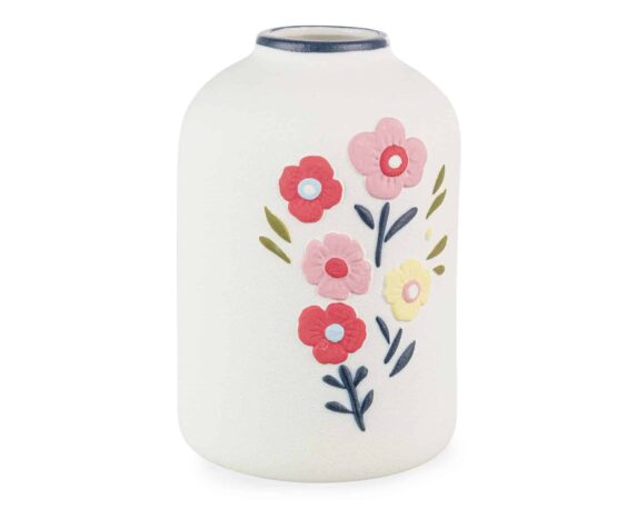 Vaso con Fiori Floryn Bianco D13,5x19cm in Ceramica – Bizzotto