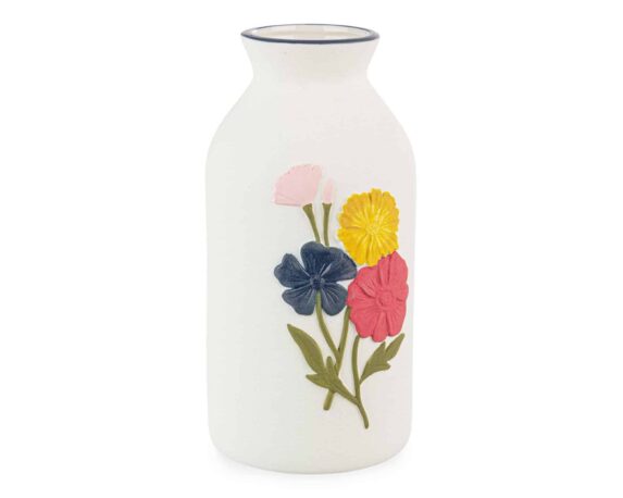 Vaso con Fiori Floryn Bianco D11x22cm in Ceramica – Bizzotto