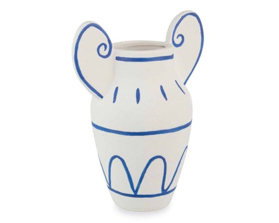Vaso Anfora Greek Bianco e Blu 16×10,5x20cm in Ceramica – Bizzotto