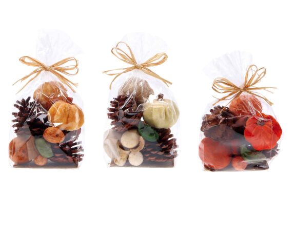 Potpourri per Decorazione Profumato con Zucche da 200g Assortito in Fibra Naturale