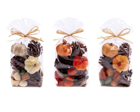 Potpourri per Decorazione Profumato con Zucche da 250g Assortito in Fibra Naturale