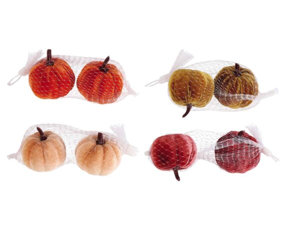 Set 2 Pz Zucche Decorative D7x5cm in Velluto