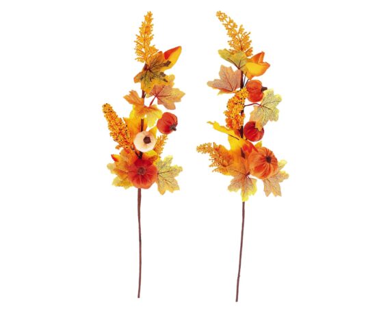Decorazione Ramo con Zucche e Funghi Assortito 30cm