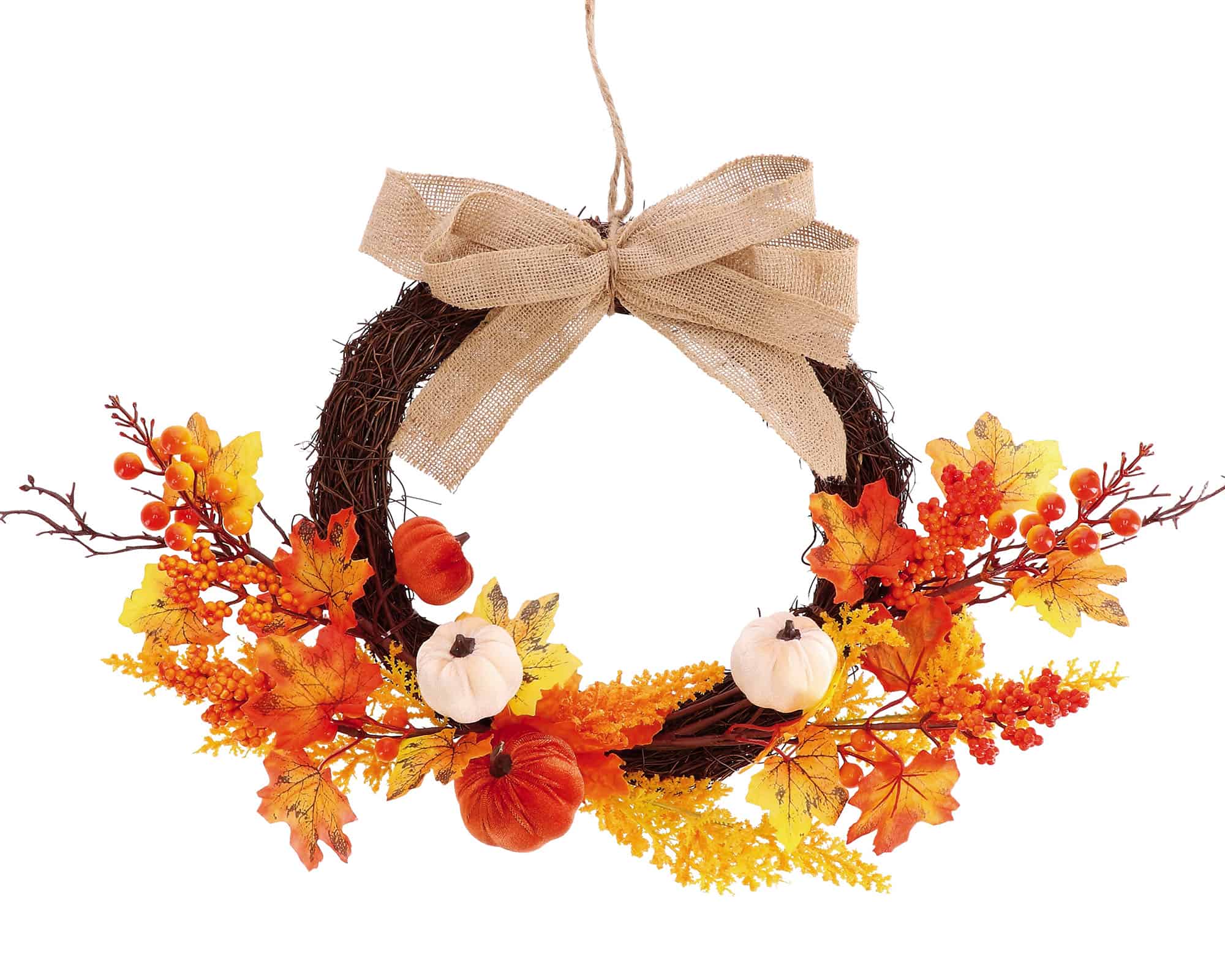 Decorazione Ghirlanda con Zucca e Foglie Assortito D45cm - immagine 3