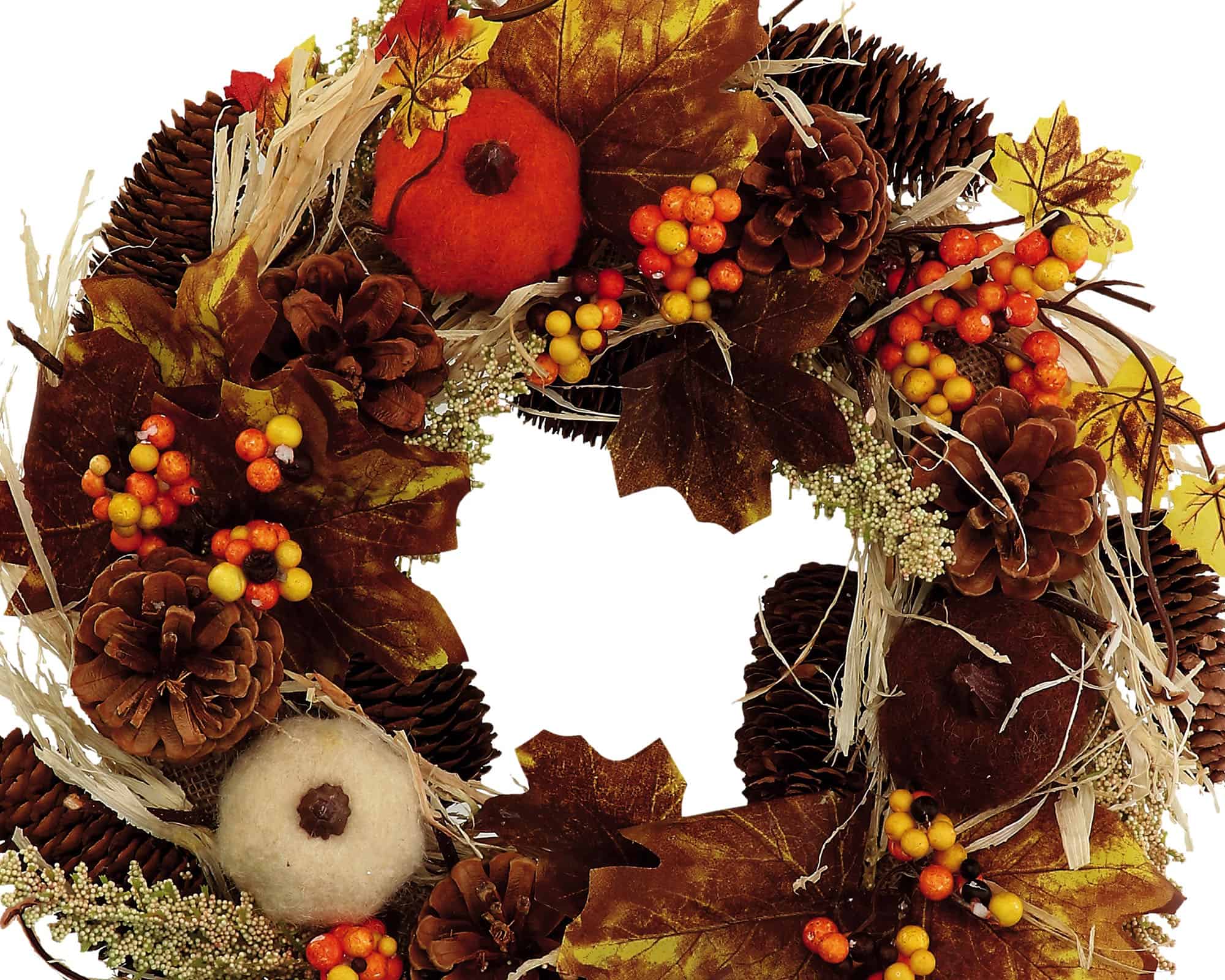 Decorazione Corona Ghirlanda con Zucca e Varie Decorazioni D34cm - immagine 5