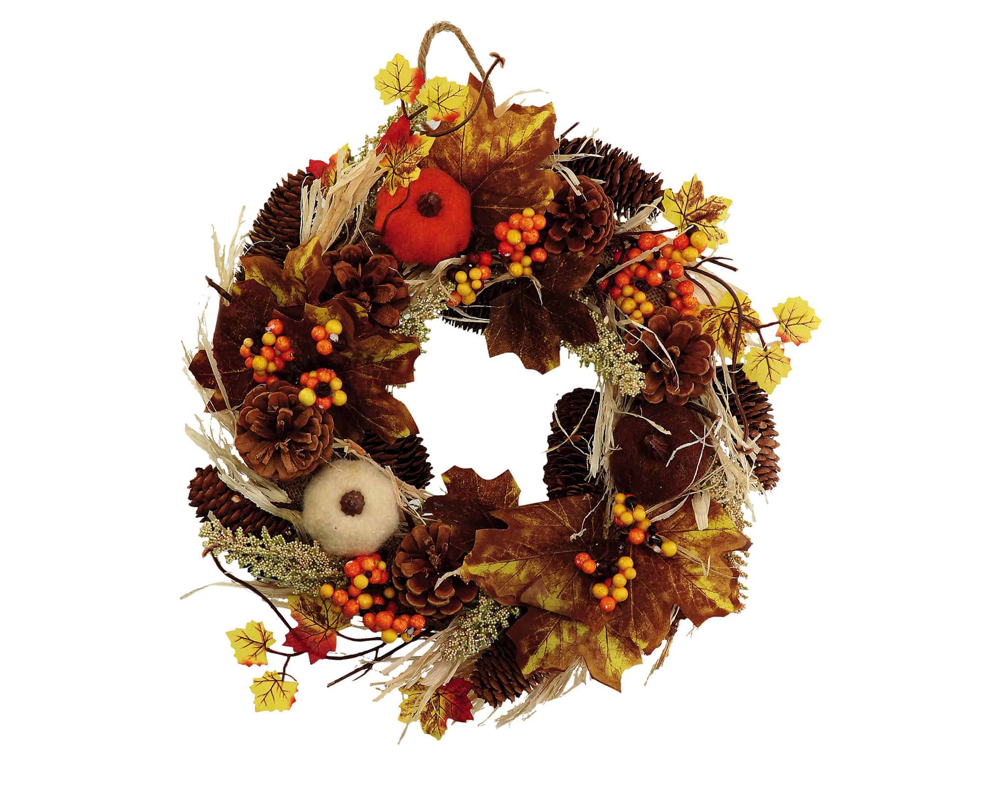 Decorazione Corona Ghirlanda con Zucca e Varie Decorazioni D34cm - immagine 4