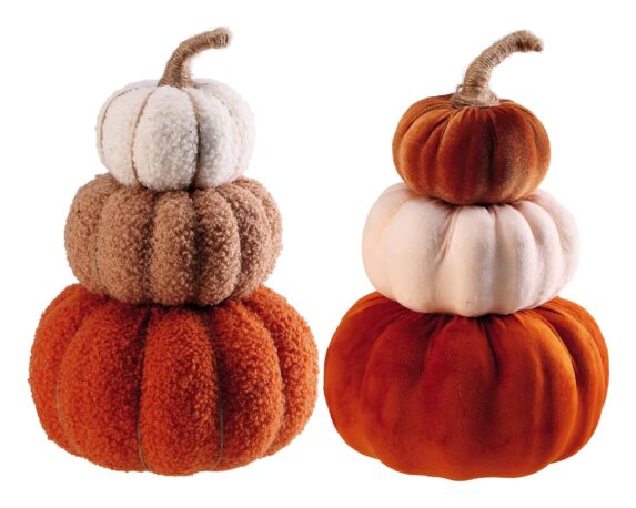 Decorazione con Zucche Impilate D30x19cm in Tessuto