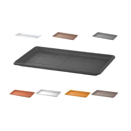 Sottovaso rettangolare per fioriere grandi colori assortiti su sfondo bianco.