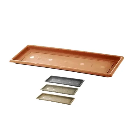 Sottovaso rettangolare modello Nettuno colori assortiti su sfondo binaco.