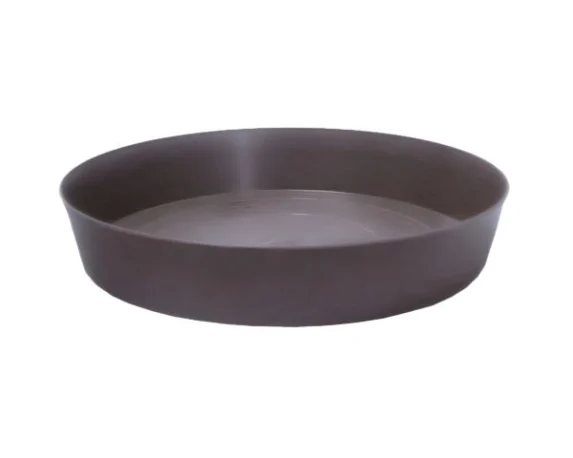 Sottovaso Rotondo Memphis in Polipropilene in diversi color marrone brunito fondo circolare. su fondo bianco.