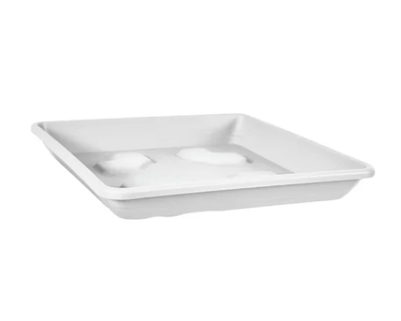 Sottovaso quadrato Veca colore bianco su sfondo bianco.