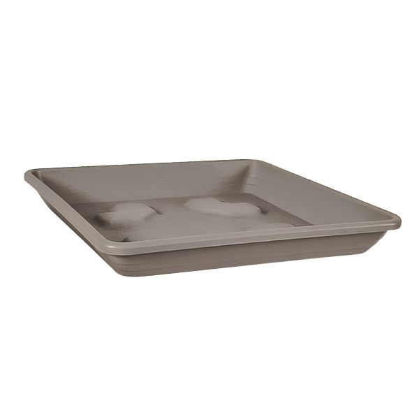 Sottovaso quadrato Veca colore tortora su sfondo bianco