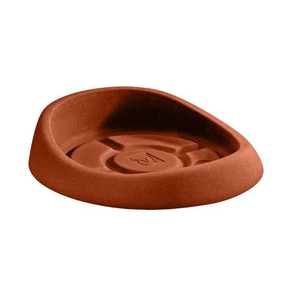 Sottovaso rotondo genesis incastro clip-on per vaso genesis colore terracotta tondo su sfondo bianco.