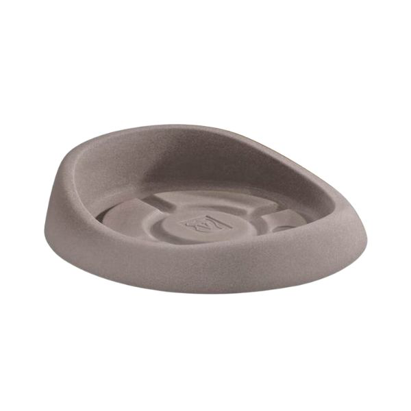 Sottovaso rotondo genesis incastro clip-on per vaso genesis tondo colore tortora su sfondo bianco.