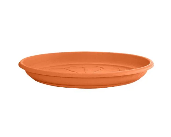 Sottovaso Rotondo Naxos in Polipropilene, Brand VECA, colore terracotta su sfondo bianco