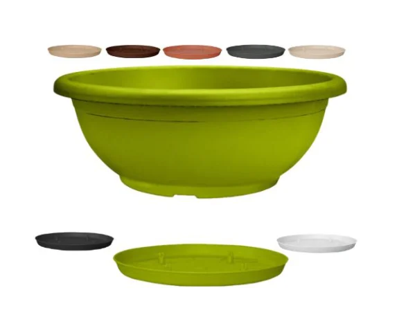 Vaso Rotondo Naxos con Sottovaso in PP – Floralgarden