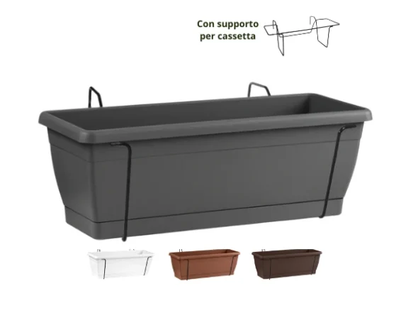 Vaso rettangolare Roxanne con sottovaso e supporto – Floralgarden