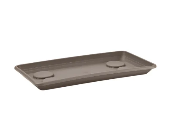 Sottovaso rettangolare anthea colore tortora, su sfondo bianco.