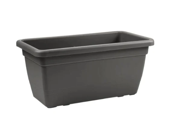 Vaso rettangolare Anthea colore antracite scuro su sfondo bianco.