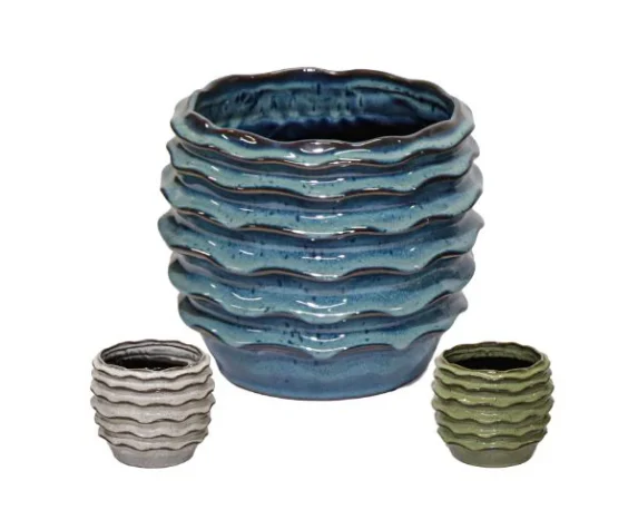 Vaso Decorativo Rotondo Boheme Wave in Ceramica Smaltata – Floralgarden