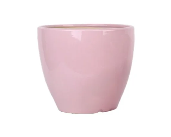 Vaso Decorativo Rotondo Duet Egg in Ceramica Smaltata colore rosa cipria su sfondo bianco.