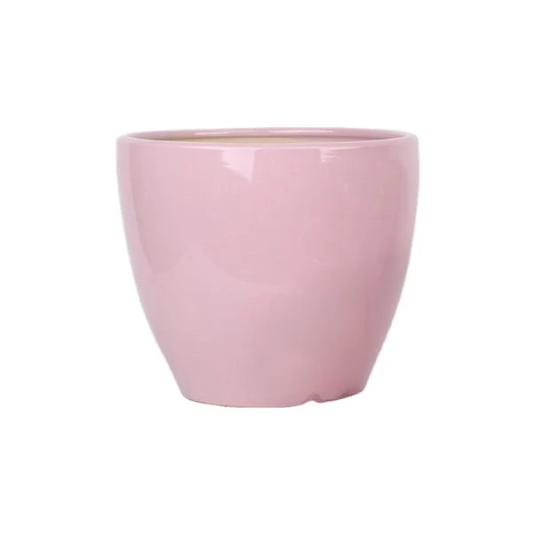 Vaso Decorativo Rotondo Duet Egg in Ceramica Smaltata colore rosa cipria su sfondo bianco.