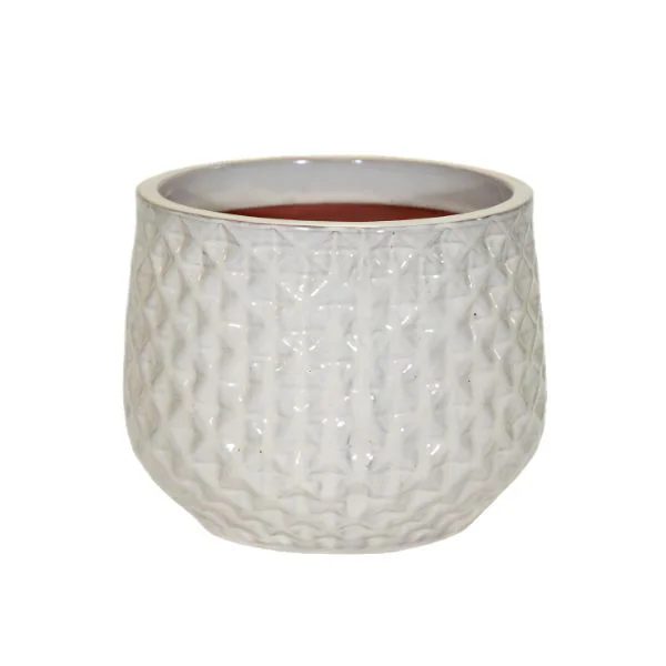 Vaso Decorativo Rotondo Portly CdL Wyber in Ceramica Smaltata color crema su sfondo bianco.