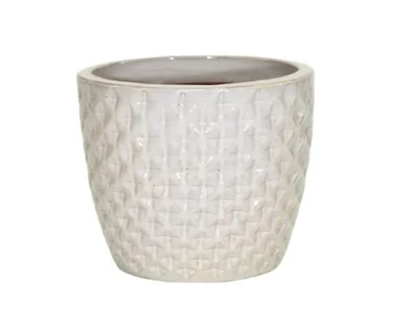 vaso decorativo rotondo portly egg wyber ceramica smaltata colore crema su sfondo bianco